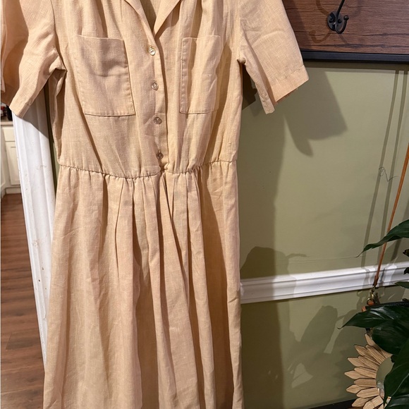 Vintage JC Penny Beige Button-Up Dress - Picture 2 of 5